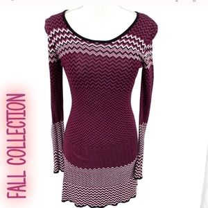 Charming Charlie Burgundy long sleeve sweater dress